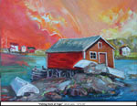 Fishing Dock at Fogo, Oil on Canvas